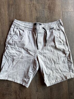 Hollister Men's Light Gray Elastic Drawstring Flat Front Shorts